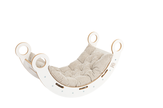 White Wooden Dream Rocker with Pillow, Slide and Ladder - Medium