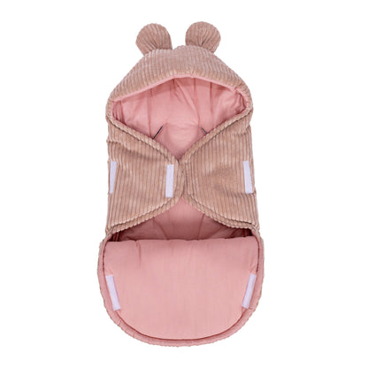 Baby Swaddle with Bear Ears – Powder Pink