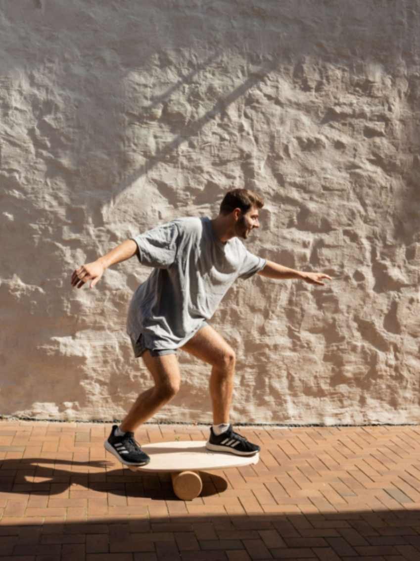 Round Balance Board With Exercise Roll - Centered Logo