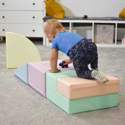 Soft Play 5 Foam Block Set - Light Pastel Corner Climber