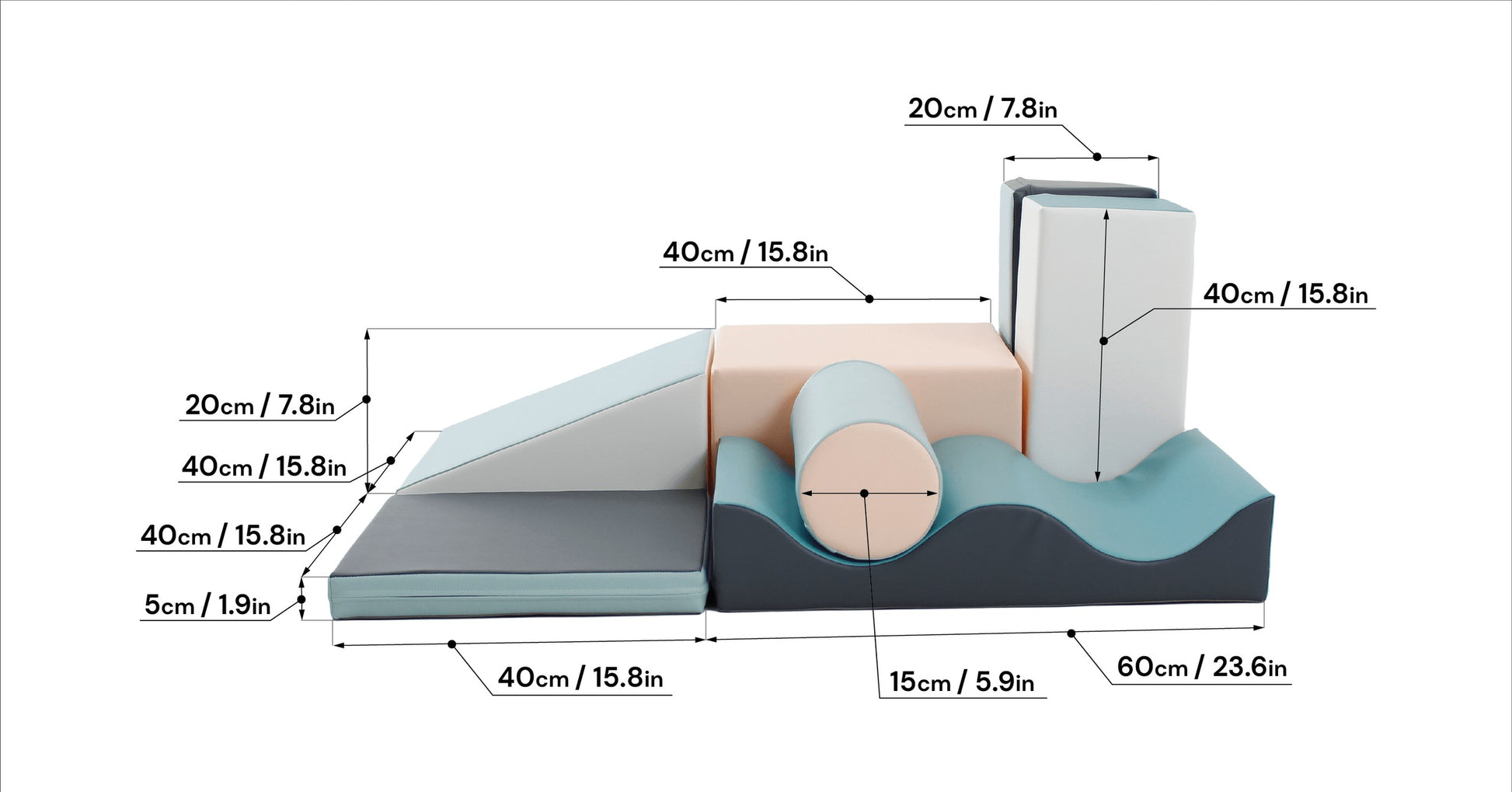 Soft Play 7 Foam Block Set - Light Pastel Discoverer