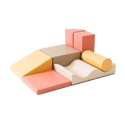 Soft Play 7 Foam Block Set - Pastel Pink Discoverer