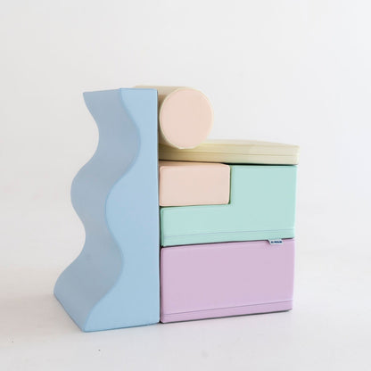 Soft Play 6 Foam Block Set - Light Pastel Explorer