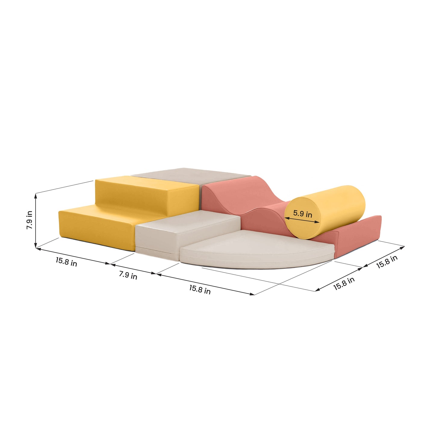 Soft Play 6 Foam Block Set - Pastel Pink Explorer