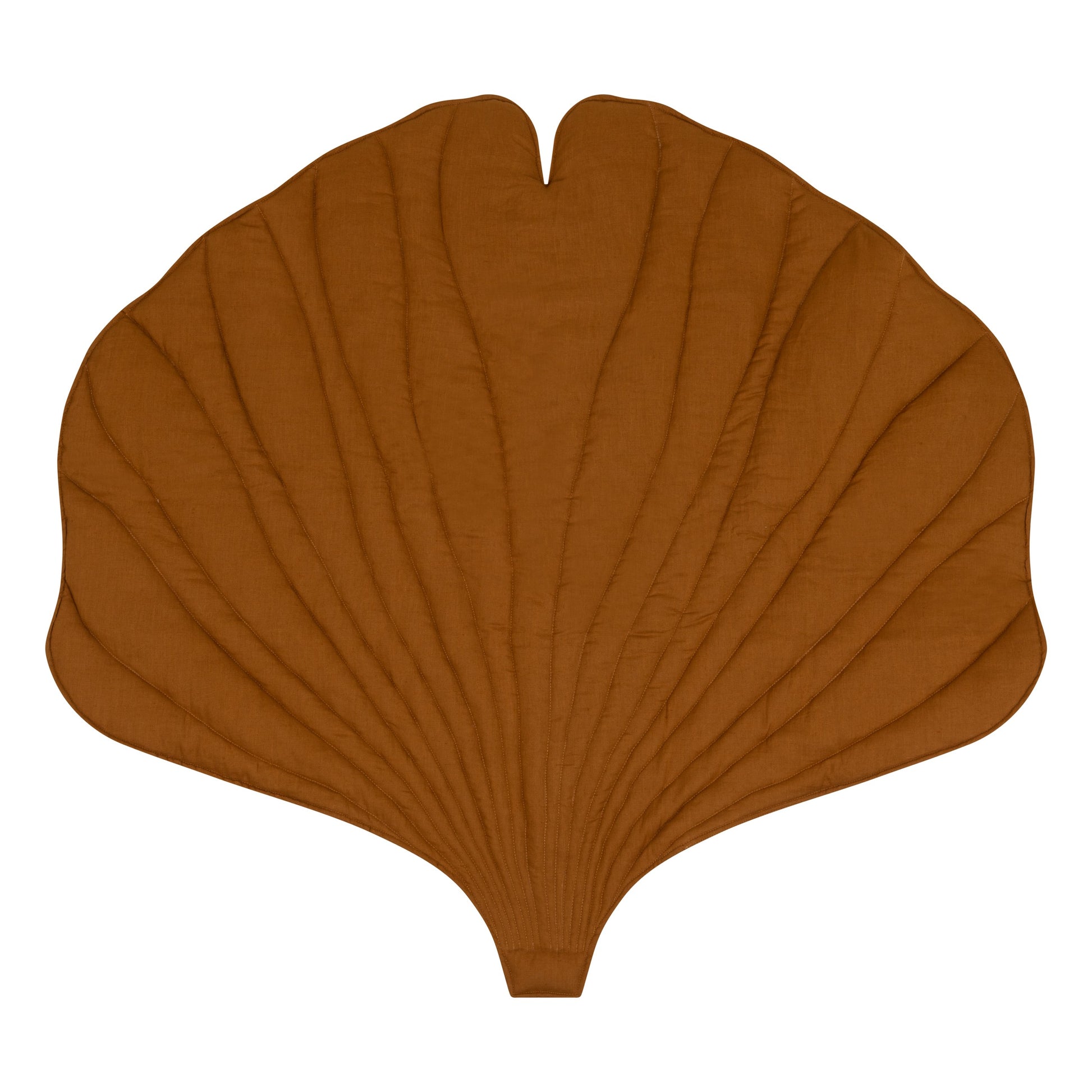 Organic Cotton and Linen Ginkgo Leaf Playmat - Caramel