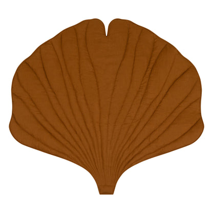 Organic Cotton and Linen Ginkgo Leaf Playmat - Caramel