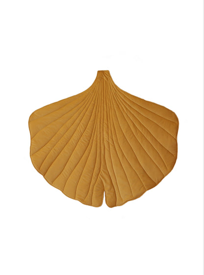 Organic Cotton and Velvet Ginkgo Leaf Playmat - Yellow
