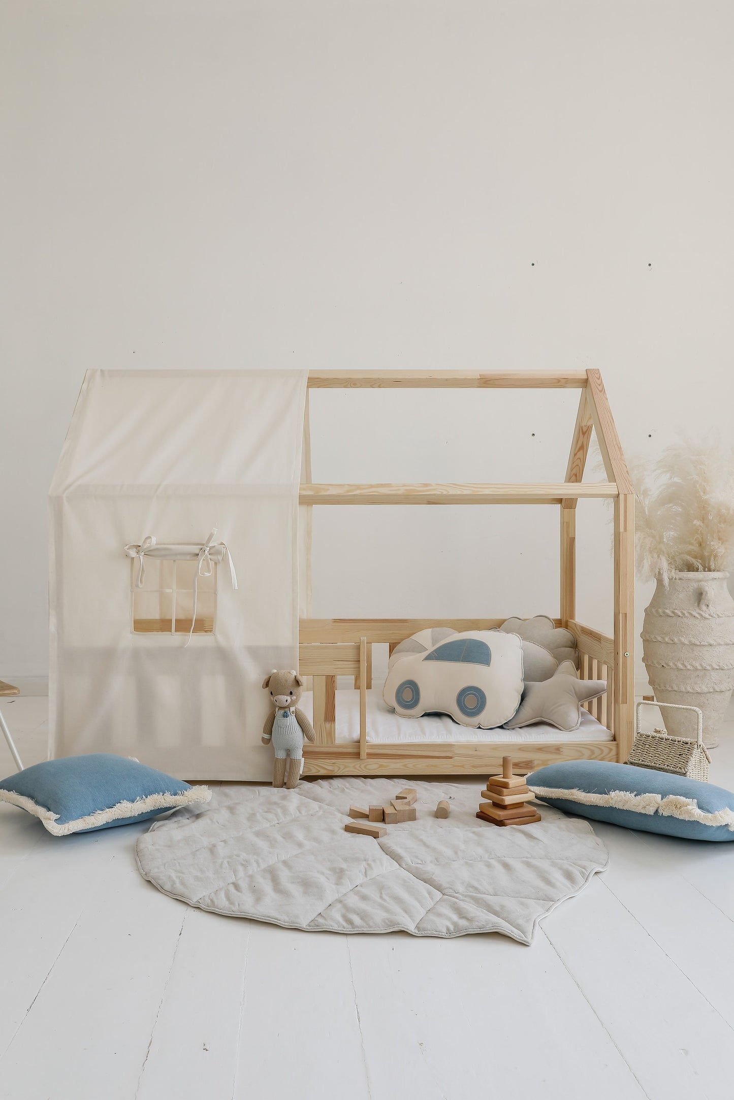 Organic Cotton and Linen Leaf Playmat - Sand