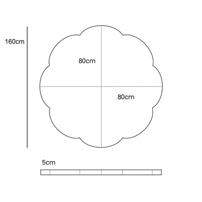 Play Mat for Kids - Cloud Shaped Light Grey Velvet