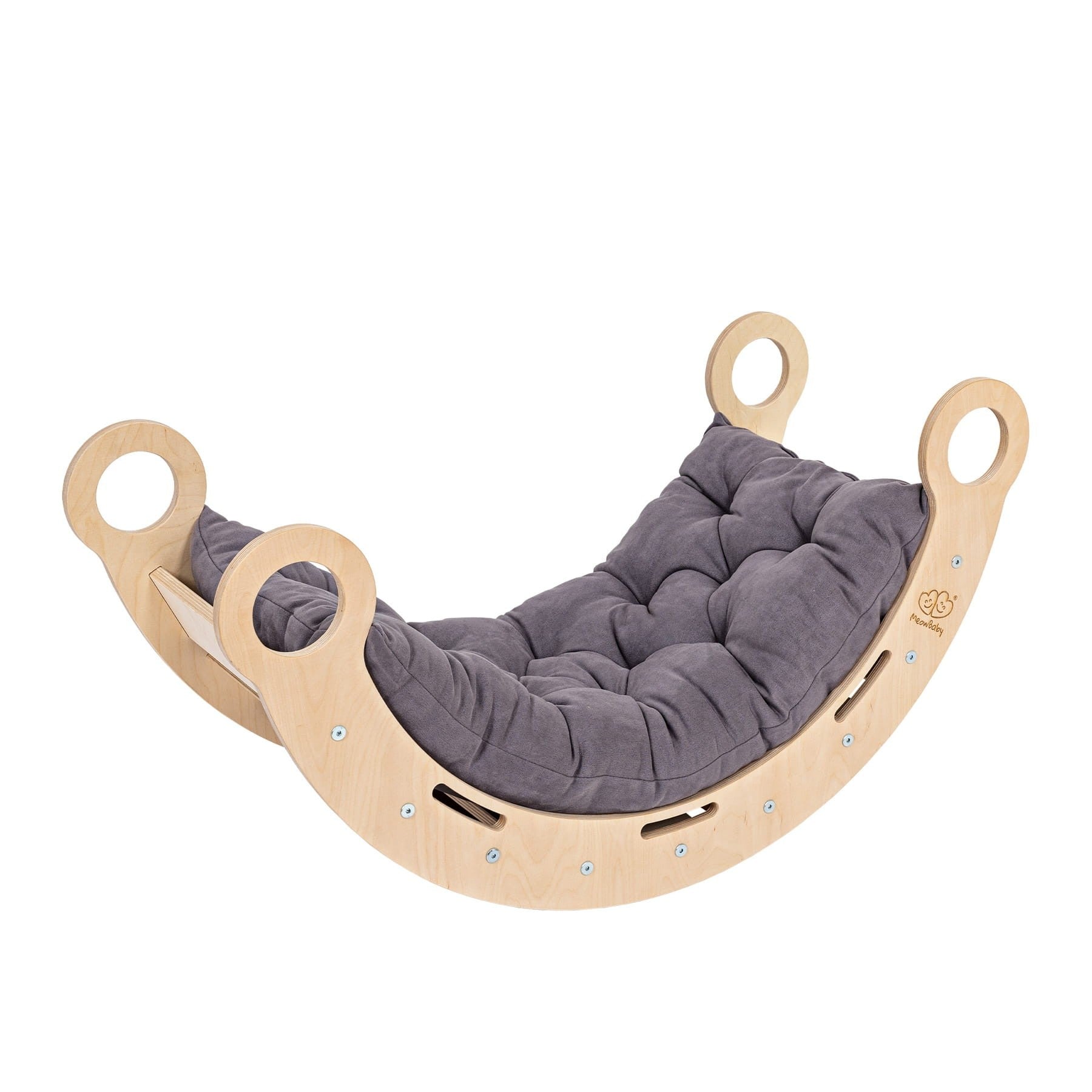 Snug Rocker for Kids - Natural With Grey Pillow